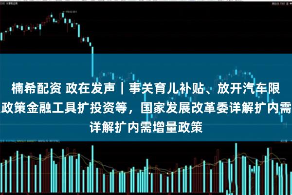 楠希配资 政在发声｜事关育儿补贴、放开汽车限购、新型政策金融工具扩投资等，国家发展改革委详解扩内需增量政策